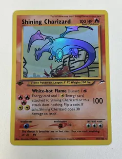 Shining Charizard Pokemon Holo card near mint HP 100 - No. 107 / 105 * RARE * - Image 1