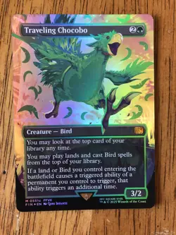 MTG- Traveling Chocobo - Foil - Green - Neon - Altered - WATCH VIDEO OF ITEM ^_^ - Image 1
