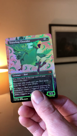MTG- Traveling Chocobo - Foil - Green - Neon - Altered - WATCH VIDEO OF ITEM ^_^ - Image 2