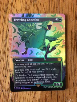 MTG- Traveling Chocobo - Foil - Green - Neon - Altered - WATCH VIDEO OF ITEM ^_^ - Image 3