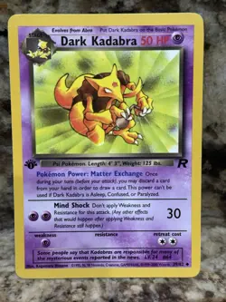 Dark Kadabra 39/82 1st Edition Team Rocket Uncommon Pokemon Card - LP - Image 1