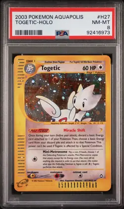 Pokemon WotC Aquapolis Holofoil Card H27 Togetic PSA 8 - Image 1