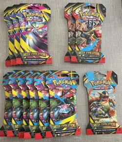 NEW Factory Sealed Pokemon TCG Mega Evolution Booster Pack LOT of 12 - Image 1