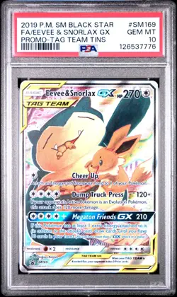 Pokemon Eevee & Snorlax GX SM169 Tag Team Tin Promo BSP GEM MINT PSA 10 NEW CERT - Image 1