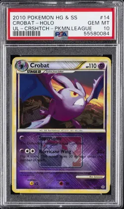 2010 POKEMON HEARTGOLD & SOULSILVER UNLEASHED #14 CROBAT-HOLO PSA 10 - Image 1