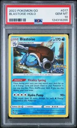 PSA 10 2022 Pokemon Go #017/078 BLASTOISE Holo Rare POP 169 Gem Mint TCG Card - Image 1