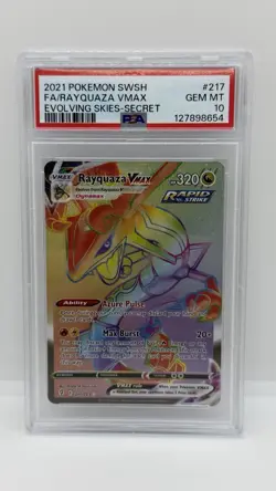 Pokemon Rayquaza Vmax 217/203 Evolving Skies Rainbow Secret Rare PSA 10 GEM MINT - Image 2