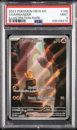 2023 POKEMON MEW EN-151 ILLUSTRATION RARE #168 CHARMANDER PSA 9 - Image 1