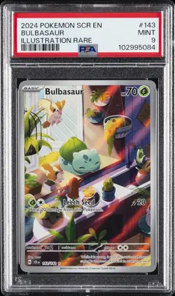 2024 POKEMON SCR EN-STELLAR CROWN ILLUSTRATION RARE #143 BULBASAUR PSA 9 - Image 1