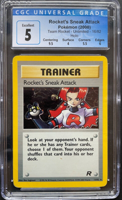 Pokemon Team Rocket 2000 Rocket Sneak Attack 16/82 Holo Rare CGC 5 - Image 1