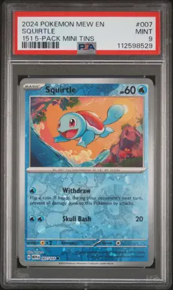 2024 POKEMON MEW EN-151 151 5-PACK MINI TINS #007 SQUIRTLE PSA 9 - Image 1