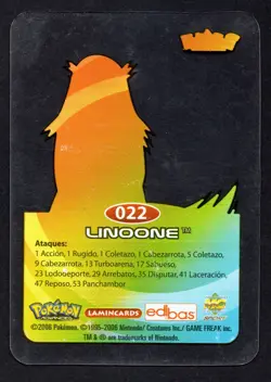 LINOONE #022 LAMINCARD COLECCION POKEMON ADVANCED LAMINCARDS 2006 EDIBAS - Image 2