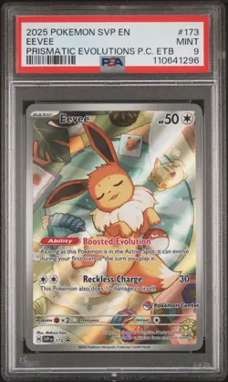 POKEMON PRISMATIC EVOLUTIONS ETB POKEMON CENTER PROMO SVP EN 173 EEVEE PSA 9 - Image 1