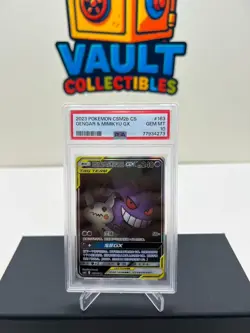1PC Pokemon PSA 10 Gengar&Mimikyu GX CSM2BC-163 SR Ultra Tag Team Card Chinese - Image 1