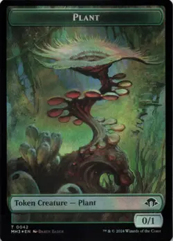 MTG Plant (Ripple Foil) // Zombie Double-Sided Token Foil NM MH3 - Image 1