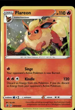 Pokemon Flareon SWSH041 Sword Shield Black Star Promo Cosmo Holo - Image 1