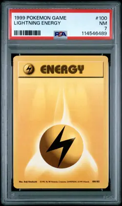 1999 POKEMON GAME #100 LIGHTNING ENERGY PSA NM 7 - Image 1