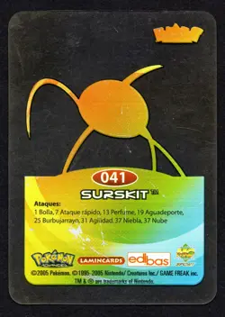 SURSKIT #041 LAMINCARD COLECCION POKEMON ADVANCED LAMINCARDS 2006 EDIBAS - Image 2