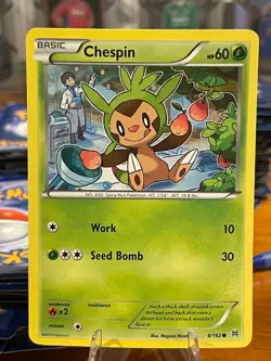 2015 Pokemon XY Breakthrough Chespin 8/162 Common Basic MP - Image 1