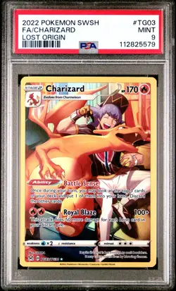 2022 POKEMON SWORD & SHIELD LOST ORIGIN #TG03 FULL ART/CHARIZARD PSA 9 - Image 1