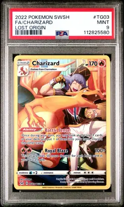 2022 POKEMON SWORD & SHIELD LOST ORIGIN #TG03 FULL ART/CHARIZARD PSA 9 - Image 1