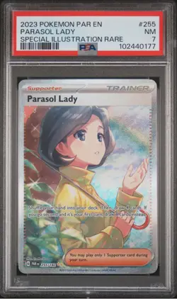 2023 POKEMON PAR EN PARASOL LADY SPECIAL ILLUSTRATION RARE #255 NM PSA 7 - Image 1