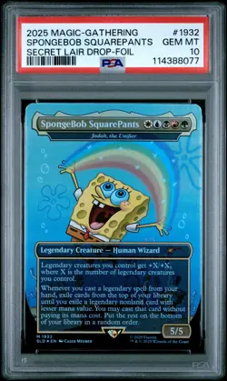 2025 Magic The Gathering SpongeBob SquarePants Secret Lair Drop Foil PSA 10 Gem - Image 1