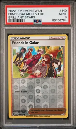 2022 POKEMON SWORD & SHIELD BRILLIANT STARS FRIENDS IN GALAR-REVERSE FOIL PSA 9 - Image 1