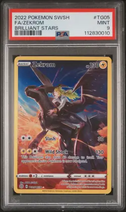 2022 POKEMON SWORD & SHIELD BRILLIANT STARS #TG05 FULL ART/ZEKROM PSA 9 - Image 1