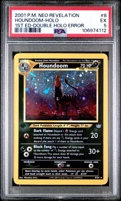 2001 POKEMON NEO REVELATION 1ST ED DOUBLE HOLO ERR #8 HOUNDOOM-HOLO PSA 5 - Image 1