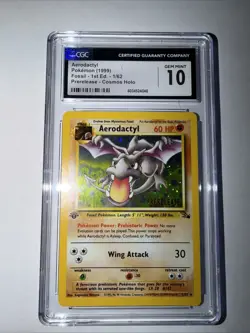 POKEMON 1st Edition Fossil Aerodactyl PRERELEASE #1/62 COSMOS Holo CGC 10 - Image 1