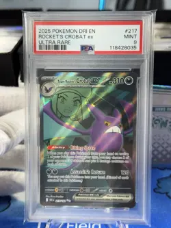 2025 POKEMON DRI EN-DESTINED RIVALS HYPER RARE TEAM ROCKET'S CROBAT EX PSA 9 new - Image 1