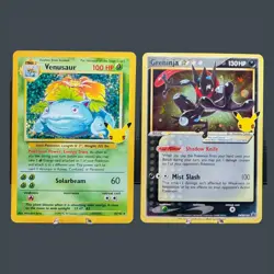 Pokemon TCG Swirl Greninja Gold Star SWSH144 Celebrations Promo & Venusaur 15 NM - Image 1