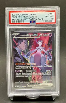 PSA 10 Team Rocket's Mewtwo ex 231 SIR 2025 Pokemon S&V Destined Rivals NEW CERT - Image 1
