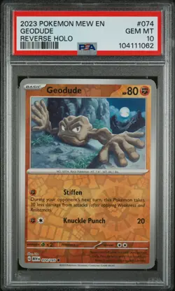 2023 POKEMON MEW EN-151 REVERSE HOLO #074 GEODUDE PSA 10 - Image 1