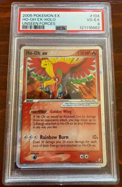 2005 POKEMON EX UNSEEN FORCES #104 HO-OH EX-HOLO PSA 4 - Image 1