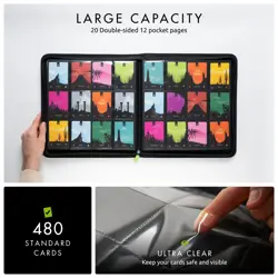 12 Pocket Trading Card Zip Binder, 480 cards, Premium Exo-Tec Album Material,... - Image 3