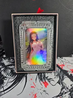 Nezuko Kamado Diamond Card Demon Slayer Heavy Thick Metal Silver Gold Accent - Image 1