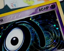 Unown M M/28 LP Holo Foil Rare w/Cool Swirl Pokemon Card. Free Tracked Shipping! - Image 3