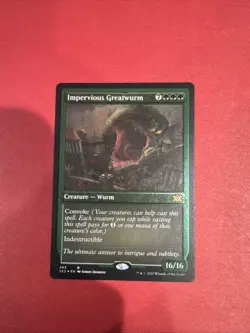 Impervious Greatwurm Mtg Etched FOIL double Masters Nm Near Mint - Image 1
