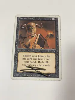 Magic the Gathering Revised Edition Demonic Tutor Sorcery Shadow Signed MP - Image 1