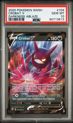 2020 POKEMON SWORD & SHIELD DARKNESS ABLAZE #104 CROBAT V PSA 10 - Image 1