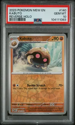 2023 POKEMON MEW EN-151 REVERSE HOLO #140 KABUTO PSA 10 - Image 1