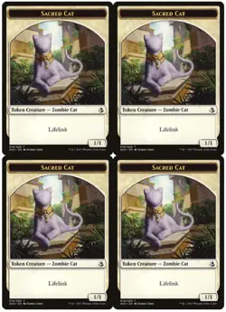 MTG Sacred Cat Token x4 Amonkhet NM Playset - Image 1