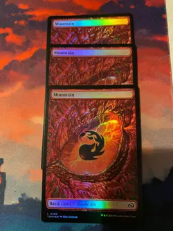 MTG Tarkir Dragonstorm Full Art Mountain Foil x 3 - Image 1