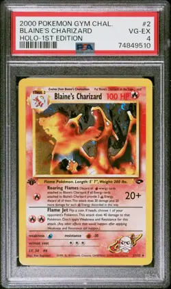 2000 POKEMON GYM CHALLENGE HOLO-1ST ED #2 BLAINE'S CHARIZARD PSA 4 - Image 1