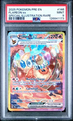 2025 POKEMON PRE EN-PRISMATIC EVOLUTIONS #146 FLAREON EX PSA 9 - Image 1