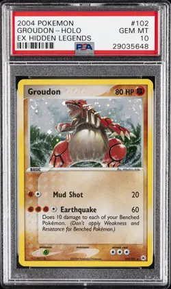 2004 POKEMON EX HIDDEN LEGENDS #102 GROUDON-HOLO PSA 10 - Image 1
