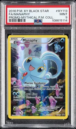 2016 POKEMON XY BLACK STAR PROMO MYTHICAL POKEMON COLL FULL ART/MANAPHY PSA 9 - Image 1