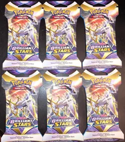 Lot of 6 Pokemon TCG S&S Brilliant Stars -Sleeved Booster Packs NEW SEALED - Image 1
